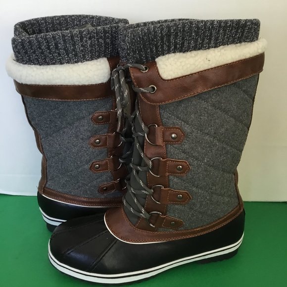 Dream Pairs Gray, Black & Tan Water Resistant Winter Boots - Picture 3 of 12